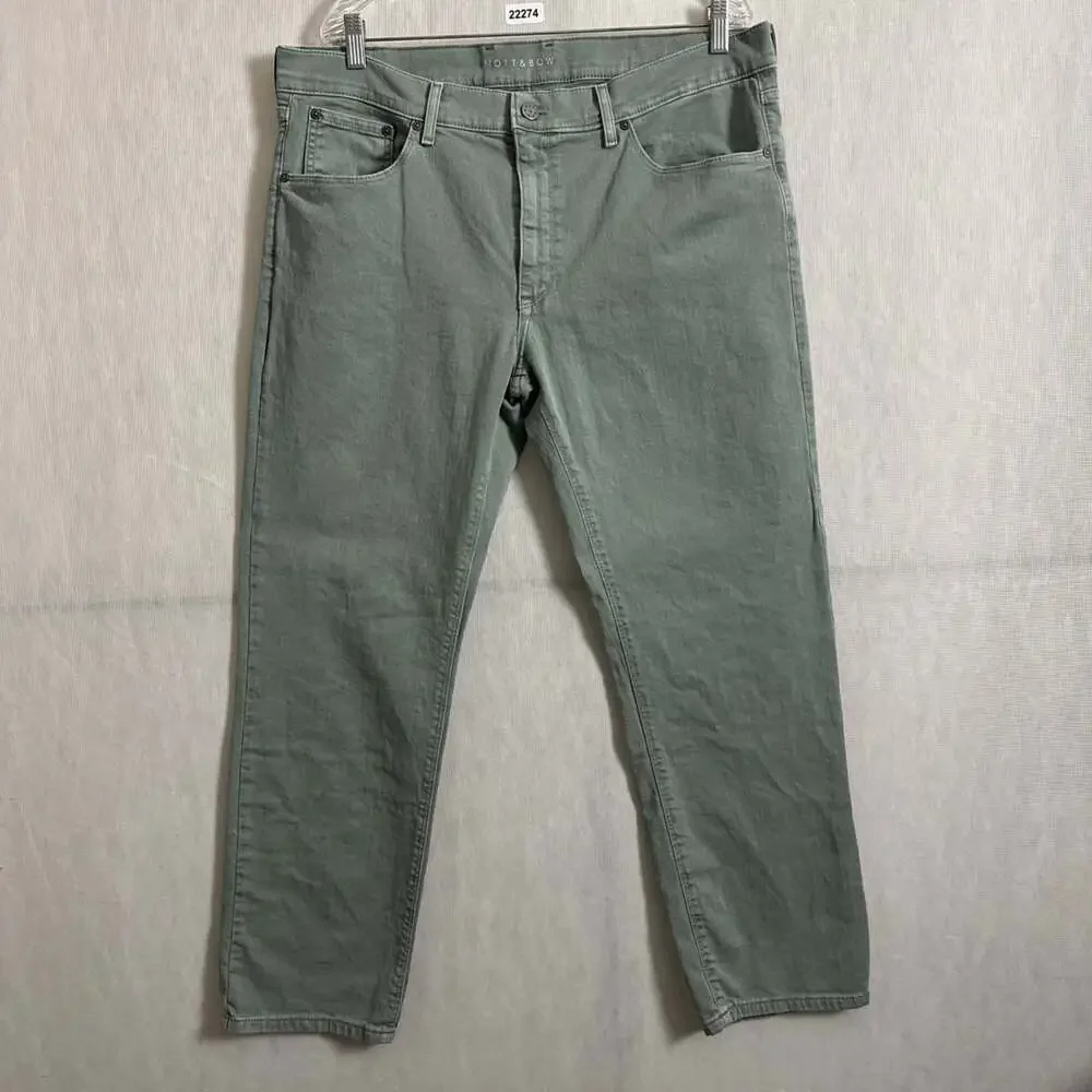 Mott & Bow Men's Size 38x30 Green Denim Slim Jeans